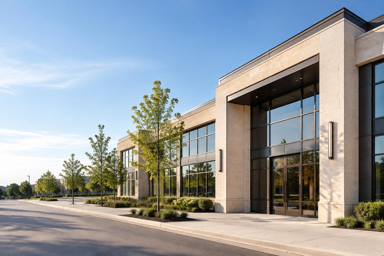 Illustrative commercial building exterior, not an ELIO project photograph